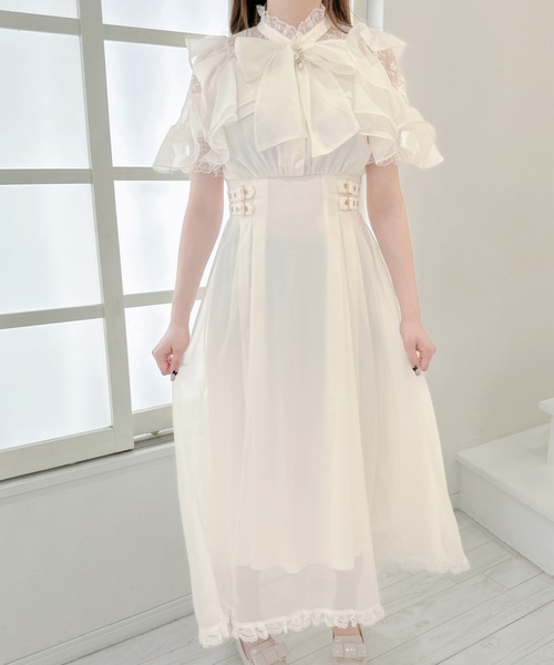 couture BY ROJITA(クチュールバイロジータ)の「ボウタイリボンシアーワンピース(ワンピース・レディース・ホワイト/パープル/アイボリー/ブルー・FREE)」の14枚目の写真