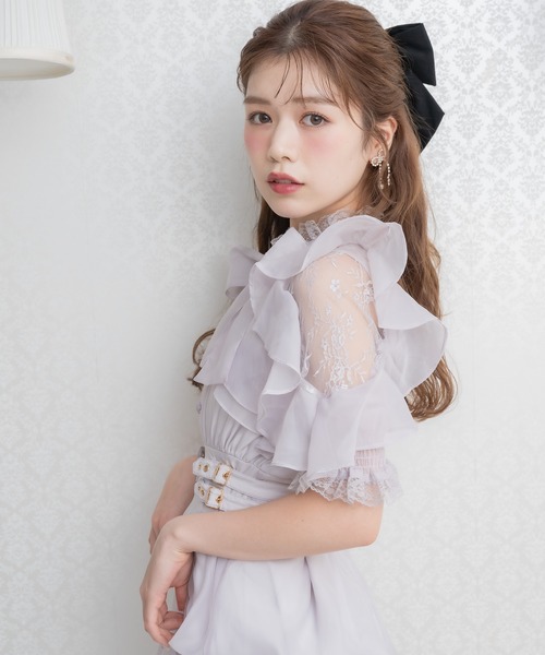 couture BY ROJITA(クチュールバイロジータ)の「ボウタイリボンシアーワンピース(ワンピース・レディース・ホワイト/パープル/アイボリー/ブルー・FREE)」の9枚目の写真