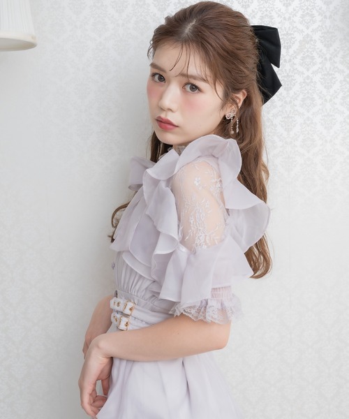 couture BY ROJITA(クチュールバイロジータ)の「ボウタイリボンシアーワンピース(ワンピース・レディース・ホワイト/パープル/アイボリー/ブルー・FREE)」の10枚目の写真