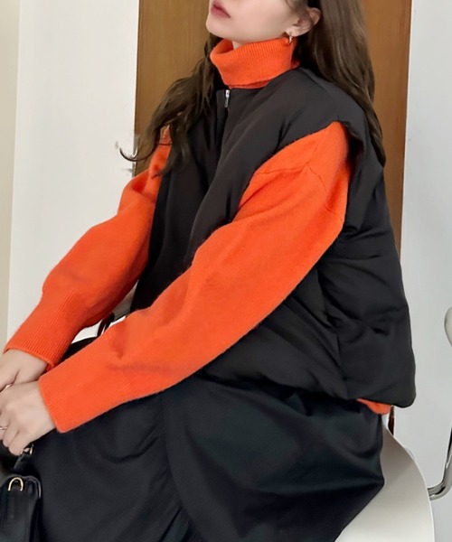 ナゴンスタンス　ベスト　トップス　ダウン　ジップ　コート　ブラック ナゴンスタンス ベスト トップス ダウン ジップ コート ブラック