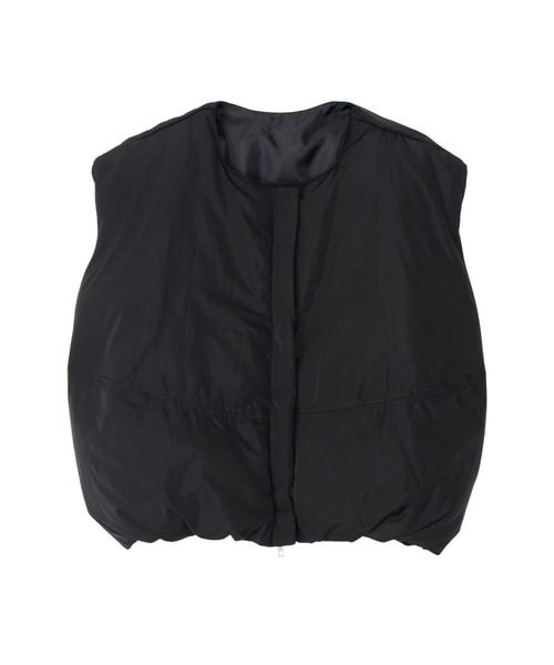 Eclat one（エクラワン）の「【Eclat one】ノーカラーショート丈 フロントジップ 中綿ベスト（ダウンベスト・レディース・ブラウン/ブラック/グレイッシュベージュ・FREE）」の8枚目の写真