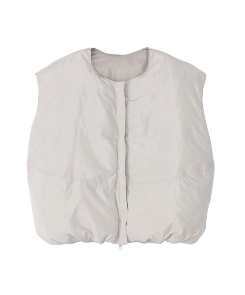 Eclat one（エクラワン）の「【Eclat one】ノーカラーショート丈 フロントジップ 中綿ベスト（ダウンベスト・レディース・ブラウン/ブラック/グレイッシュベージュ・FREE）」の6枚目の写真
