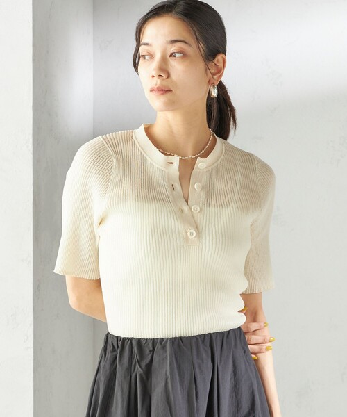 SHIPS(シップス)の「〈手洗い可能〉ラミー混 シアー ヘンリー ネック ニット(ニット/セーター・レディース・ブラウン/ブルー/オフホワイト・ONE SIZE)」の9枚目の写真