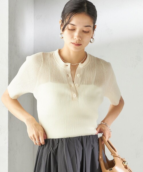 SHIPS(シップス)の「〈手洗い可能〉ラミー混 シアー ヘンリー ネック ニット(ニット/セーター・レディース・ブラウン/ブルー/オフホワイト・ONE SIZE)」の10枚目の写真