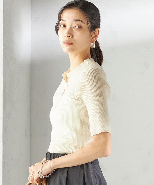 SHIPS(シップス)の「〈手洗い可能〉ラミー混 シアー ヘンリー ネック ニット(ニット/セーター・レディース・ブラウン/ブルー/オフホワイト・ONE SIZE)」の11枚目の写真