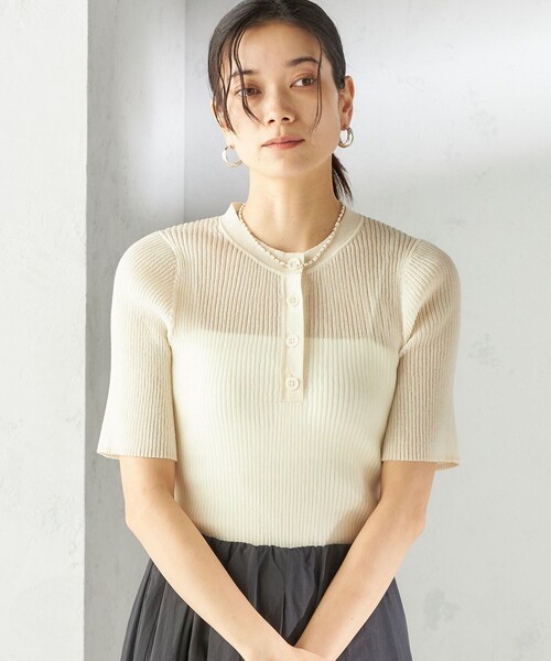 SHIPS(シップス)の「〈手洗い可能〉ラミー混 シアー ヘンリー ネック ニット(ニット/セーター・レディース・ブラウン/ブルー/オフホワイト・ONE SIZE)」の15枚目の写真