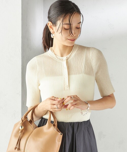 SHIPS(シップス)の「〈手洗い可能〉ラミー混 シアー ヘンリー ネック ニット(ニット/セーター・レディース・ブラウン/ブルー/オフホワイト・ONE SIZE)」の16枚目の写真