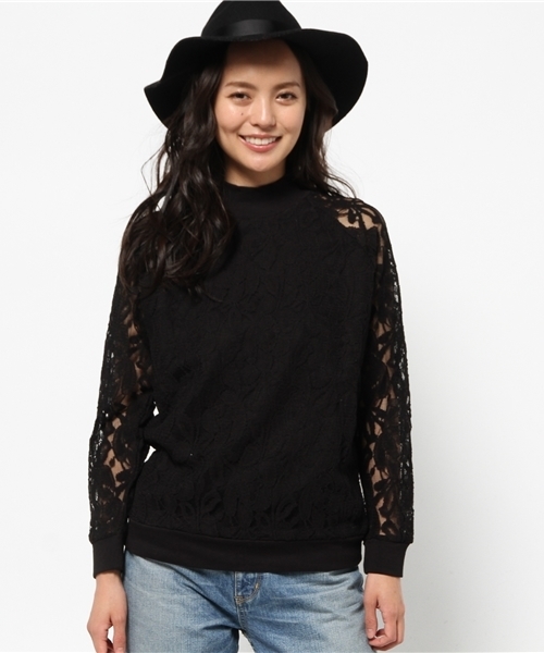 MOUSSY(マウジー)の「LACE H/N TOPS J(Tシャツ/カットソー・レディース・カーキ/ブラック/オフホワイト・FREE)」の3枚目の写真