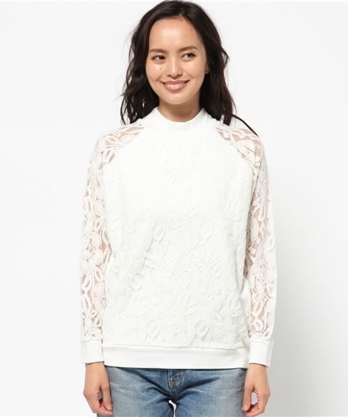 MOUSSY(マウジー)の「LACE H/N TOPS J(Tシャツ/カットソー・レディース・カーキ/ブラック/オフホワイト・FREE)」の4枚目の写真