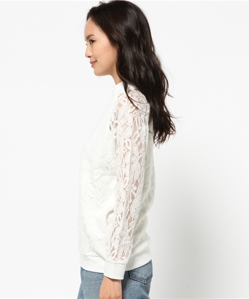 MOUSSY(マウジー)の「LACE H/N TOPS J(Tシャツ/カットソー・レディース・カーキ/ブラック/オフホワイト・FREE)」の5枚目の写真