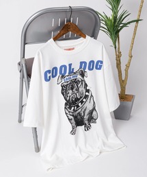 make a ray! | 【81】フロント＆バック イヌネコ BIGクールイラスト デザイン ヘビーウェイト オーバーサイズ Tシャツ/半袖Tシャツ(Tシャツ/カットソー)