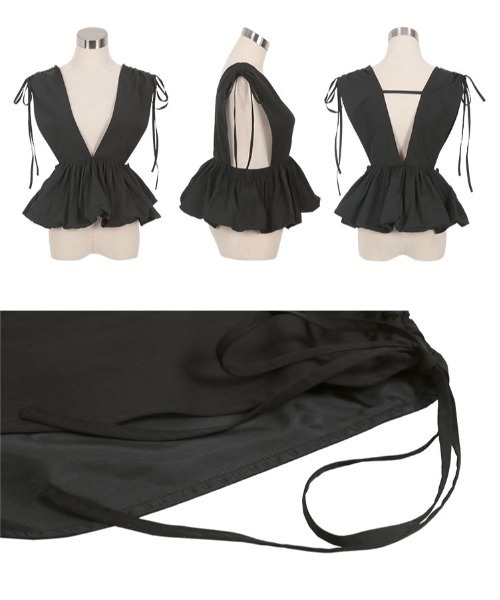 KOBE LETTUCE（コウベレタス）の「バルーンペプラムビスチェトップス（ベスト・レディース・アイボリー系/ブラック/ネイビー・M）」の8枚目の写真