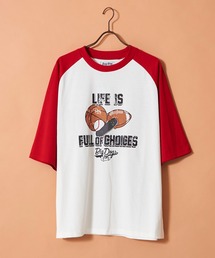 ヴィンテージライク オールドグラフィックデザイン ラグラン プリントTシャツ ロゴ イラスト