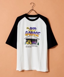 ヴィンテージライク オールドグラフィックデザイン ラグラン プリントTシャツ ロゴ イラスト