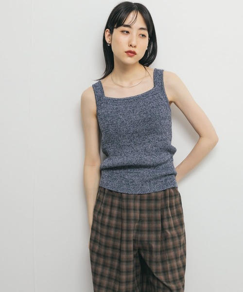 KBF（ケイビーエフ）の「スクエアニットタンクトップ（タンクトップ・レディース・ブルー系その他/ベージュ系その他/ブラック系その他・ONE）」の6枚目の写真