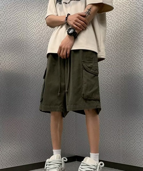 WARAIJOGO(ワライジョウゴ)の「【WARAIJOGO】カーゴ風ハーフパンツ/ショートパンツ(NEZ)(その他パンツ・メンズ・ネイビー/グリーン・FREE)」の4枚目の写真