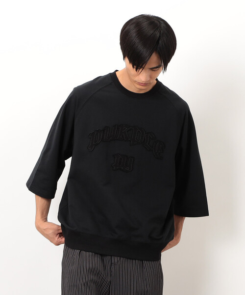 Purple&Yellow(パープルアンドイエロー)の「ロゴアップリケプルオーバー(Tシャツ/カットソー・メンズ・ブラウン/ブラック/グレイッシュベージュ・SMALL/MEDIUM/LARGE)」の7枚目の写真