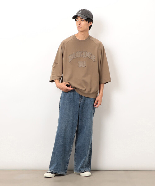 Purple&Yellow(パープルアンドイエロー)の「ロゴアップリケプルオーバー(Tシャツ/カットソー・メンズ・ブラウン/ブラック/グレイッシュベージュ・SMALL/MEDIUM/LARGE)」の8枚目の写真