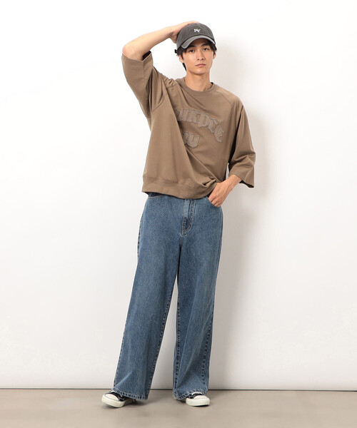 Purple&Yellow(パープルアンドイエロー)の「ロゴアップリケプルオーバー(Tシャツ/カットソー・メンズ・ブラウン/ブラック/グレイッシュベージュ・SMALL/MEDIUM/LARGE)」の9枚目の写真