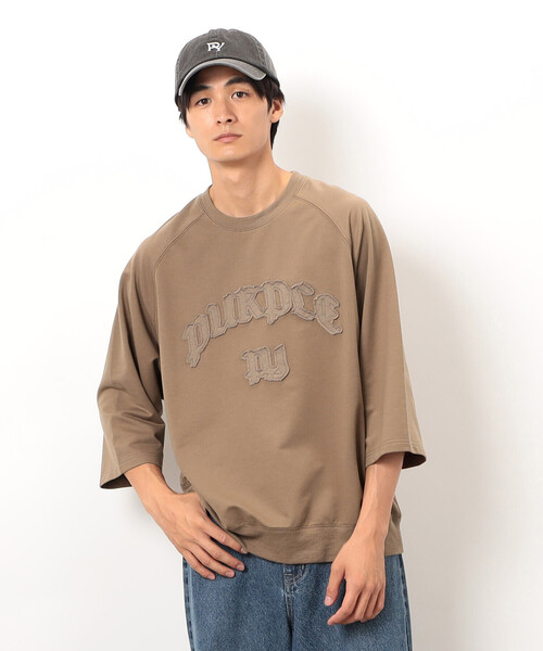 Purple&Yellow(パープルアンドイエロー)の「ロゴアップリケプルオーバー(Tシャツ/カットソー・メンズ・ブラウン/ブラック/グレイッシュベージュ・SMALL/MEDIUM/LARGE)」の10枚目の写真