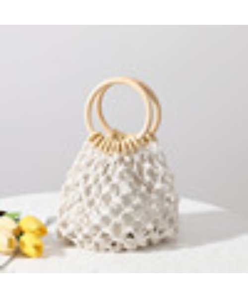 Ritzy(リッツィー)の「ウッド調ハンドル かごバック ハンドバッグ(ハンドバッグ・レディース・ブラウン/ホワイト・FREE)」の7枚目の写真