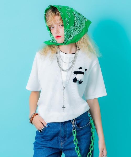 ankoROCK(アンコロック)の「TEDDY ankoROCK ヘンリーネックTシャツ(Tシャツ/カットソー・レディース・ブラック系2/ホワイト系1/ホワイト系2/ブラック系1・S/M/L/XL)」の5枚目の写真