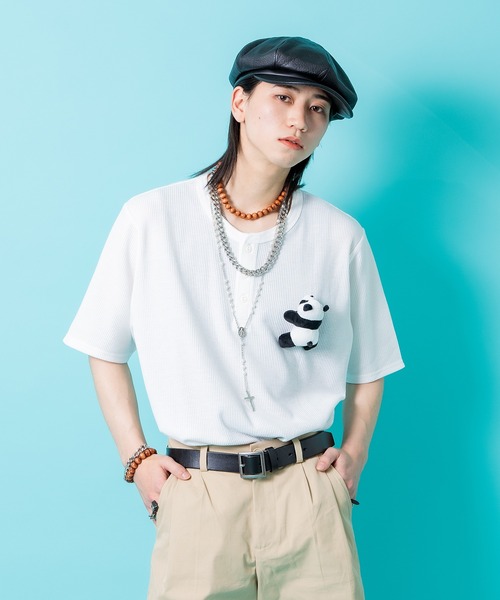 ankoROCK(アンコロック)の「TEDDY ankoROCK ヘンリーネックTシャツ(Tシャツ/カットソー・レディース・ブラック系2/ホワイト系1/ホワイト系2/ブラック系1・S/M/L/XL)」の8枚目の写真