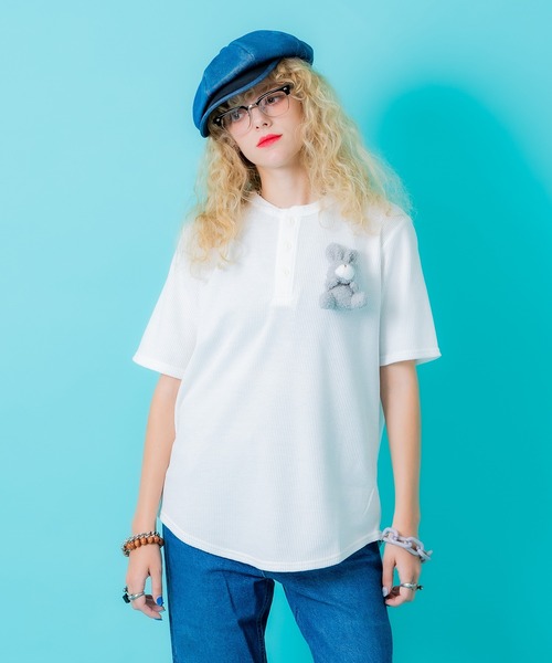ankoROCK(アンコロック)の「TEDDY ankoROCK ヘンリーネックTシャツ(Tシャツ/カットソー・レディース・ブラック系2/ホワイト系1/ホワイト系2/ブラック系1・S/M/L/XL)」の11枚目の写真