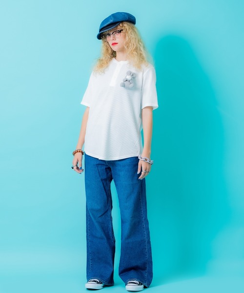 ankoROCK(アンコロック)の「TEDDY ankoROCK ヘンリーネックTシャツ(Tシャツ/カットソー・レディース・ブラック系2/ホワイト系1/ホワイト系2/ブラック系1・S/M/L/XL)」の12枚目の写真