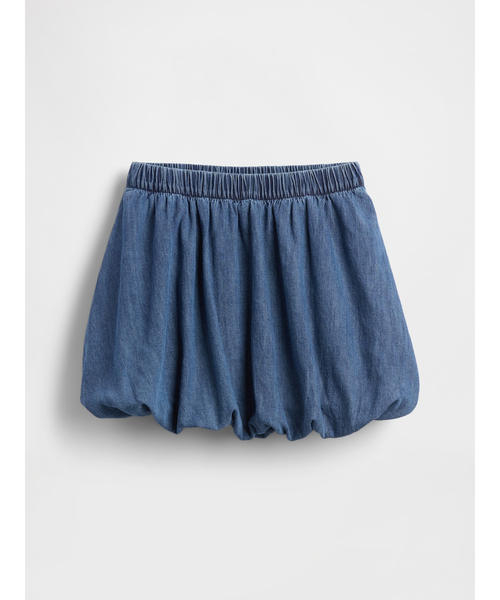 GAP（ギャップ）の「デニム バブル ミニスカート・スコート (キッズ)（デニムスカート・キッズ・インディゴブルー・110cm/120cm/130cm/140cm/150cm/160cm）」の3枚目の写真