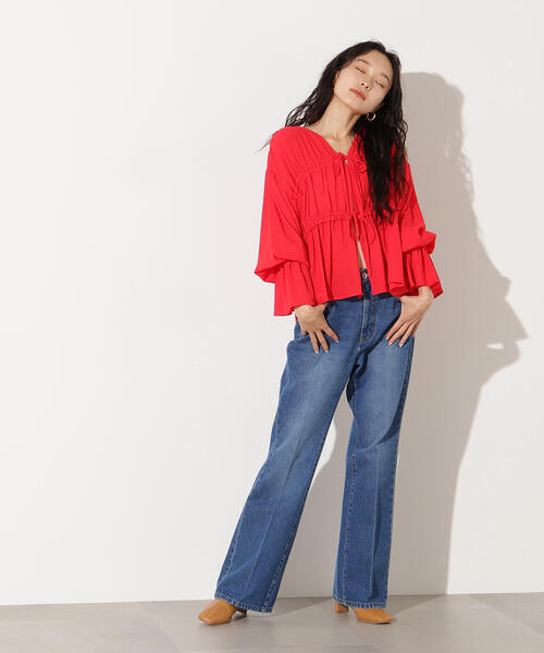 N.（N. Natural Beauty Basic）（エヌエヌナチュラルビューティーベーシック）の「センタープレスフレアデニムパンツ（デニムパンツ・レディース・ライトブルー/ブルー・MEDIUM/SMALL）」の13枚目の写真