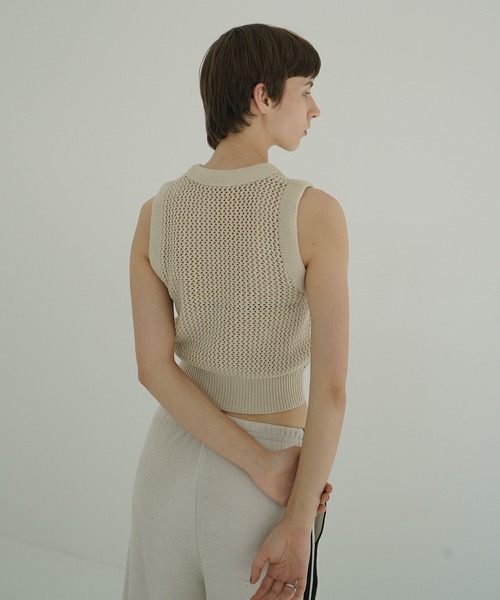 CLANE（クラネ）の「3D RIB MESH KNIT TOPS（その他トップス・レディース・ブラック/アイボリー・2/1）」の4枚目の写真