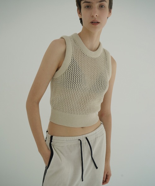 CLANE（クラネ）の「3D RIB MESH KNIT TOPS（その他トップス・レディース・ブラック/アイボリー・2/1）」の3枚目の写真