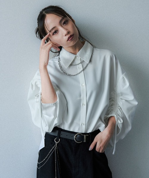 HARE(ハレ)の「2WAYイソザイオフショルシャツ(HARE)(シャツ/ブラウス・レディース・ストライプ/ブラック/ライトブルー/ホワイト/ブラック系その他/パープル・FREE)」の10枚目の写真