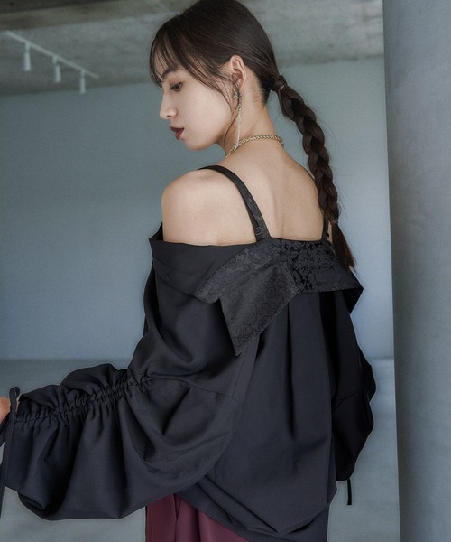 HARE(ハレ)の「2WAYイソザイオフショルシャツ(HARE)(シャツ/ブラウス・レディース・ストライプ/ブラック/ライトブルー/ホワイト/ブラック系その他/パープル・FREE)」の20枚目の写真