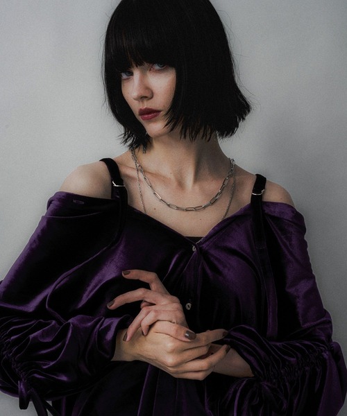 HARE(ハレ)の「2WAYイソザイオフショルシャツ(HARE)(シャツ/ブラウス・レディース・ストライプ/ブラック/ライトブルー/ホワイト/ブラック系その他/パープル・FREE)」の22枚目の写真