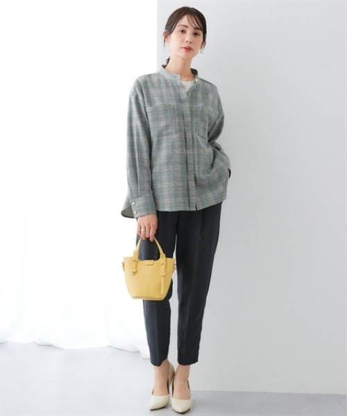 7days Life Styling(セブンデイズライフスタイリング)の「ウール調 バンドカラーシャツ (洗濯機OK)(シャツ/ブラウス・レディース・チャコール/チェック・3L/LL/L/M)」の8枚目の写真