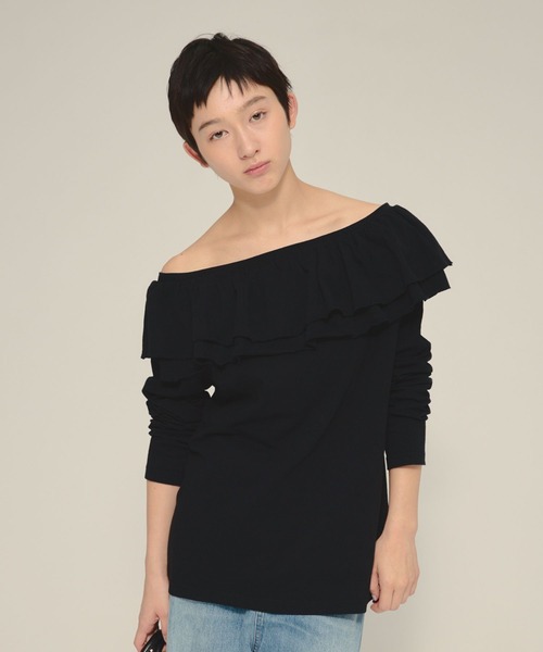 eL（エル）の「【eL】Frill Offshoulder Pullover LS/583672（Tシャツ/カットソー・レディース・オフホワイト/ブラック/ネイビー・FREE）」の19枚目の写真