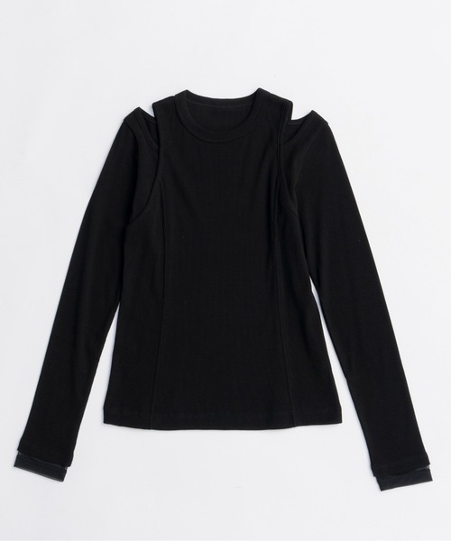 MAISON SPECIAL（メゾンスペシャル）の「Shoulder Slit Ribbed Tops/ショルダースリットリブトップス（Tシャツ/カットソー・レディース・ホワイト/ブラック/ブルー/オレンジ・FREE）」の15枚目の写真