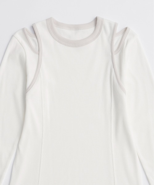 MAISON SPECIAL（メゾンスペシャル）の「Shoulder Slit Ribbed Tops/ショルダースリットリブトップス（Tシャツ/カットソー・レディース・ホワイト/ブラック/ブルー/オレンジ・FREE）」の17枚目の写真
