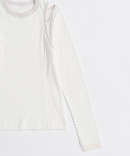 MAISON SPECIAL（メゾンスペシャル）の「Shoulder Slit Ribbed Tops/ショルダースリットリブトップス（Tシャツ/カットソー・レディース・ホワイト/ブラック/ブルー/オレンジ・FREE）」の18枚目の写真