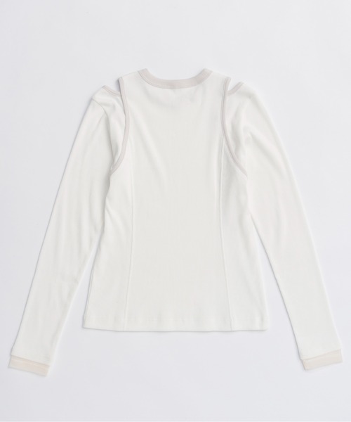 MAISON SPECIAL（メゾンスペシャル）の「Shoulder Slit Ribbed Tops/ショルダースリットリブトップス（Tシャツ/カットソー・レディース・ホワイト/ブラック/ブルー/オレンジ・FREE）」の20枚目の写真