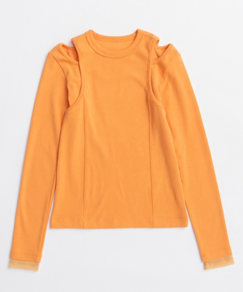 MAISON SPECIAL（メゾンスペシャル）の「Shoulder Slit Ribbed Tops/ショルダースリットリブトップス（Tシャツ/カットソー・レディース・ホワイト/ブラック/ブルー/オレンジ・FREE）」の13枚目の写真