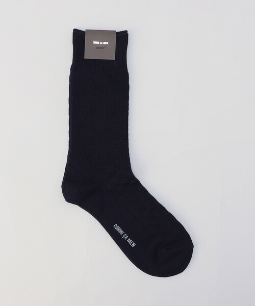 COMME CA MEN(コムサメン)の「【市松柄】クルーソックス(ソックス/靴下・メンズ・ブラック/グリーン/ネイビー/ブルー/グレー・27.0cm)」の1枚目の写真