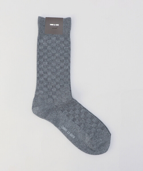 COMME CA MEN(コムサメン)の「【市松柄】クルーソックス(ソックス/靴下・メンズ・ブラック/グリーン/ネイビー/ブルー/グレー・27.0cm)」の3枚目の写真