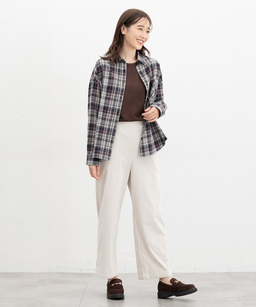 Honeys(ハニーズ)の「ゆるチェックシャツ(シャツ/ブラウス・レディース・ブラック系その他/ベージュ系その他/ブルー系その他3/ライトグリーン系/ネイビー系・LL/L/S/M)」の14枚目の写真