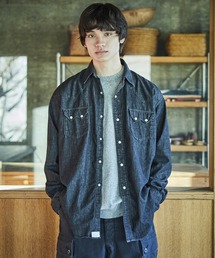 orSlow スタンドカラー ヒッコリー ストライプ 半袖シャツ バンドカラー orSlow スタンドカラー ヒッコリー ストライプ 半袖シャツ