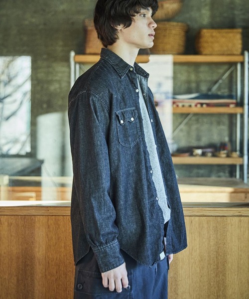 orSlow(オアスロウ)の「orSlow/オアスロウ BLACK DENIM WESTERN SHIRT シャツ(シャツ/ブラウス・メンズ・ブラック・2/3/4)」の3枚目の写真
