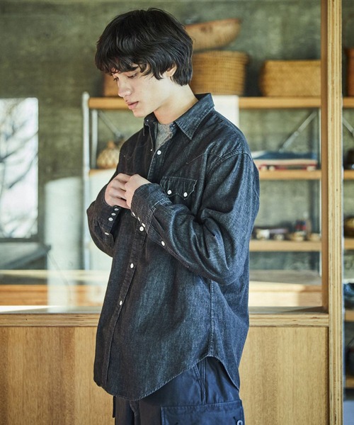 orSlow(オアスロウ)の「orSlow/オアスロウ BLACK DENIM WESTERN SHIRT シャツ(シャツ/ブラウス・メンズ・ブラック・2/3/4)」の2枚目の写真