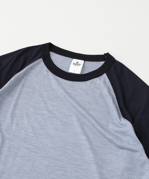 BAMBOO SHOOTS（バンブーシュート）の「BAMBOO SHOOTS / バンブーシュート MERINO WOOL 1/2 BASEBALL T（Tシャツ/カットソー・メンズ・チャコールグレー/ブラック・MEDIUM/LARGE）」の4枚目の写真